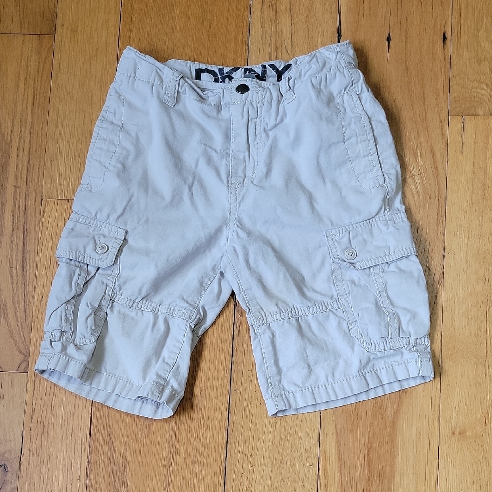 DKNY Boys Tan Cargo Shorts with Relaxed Fit and Belt Loops Size 6